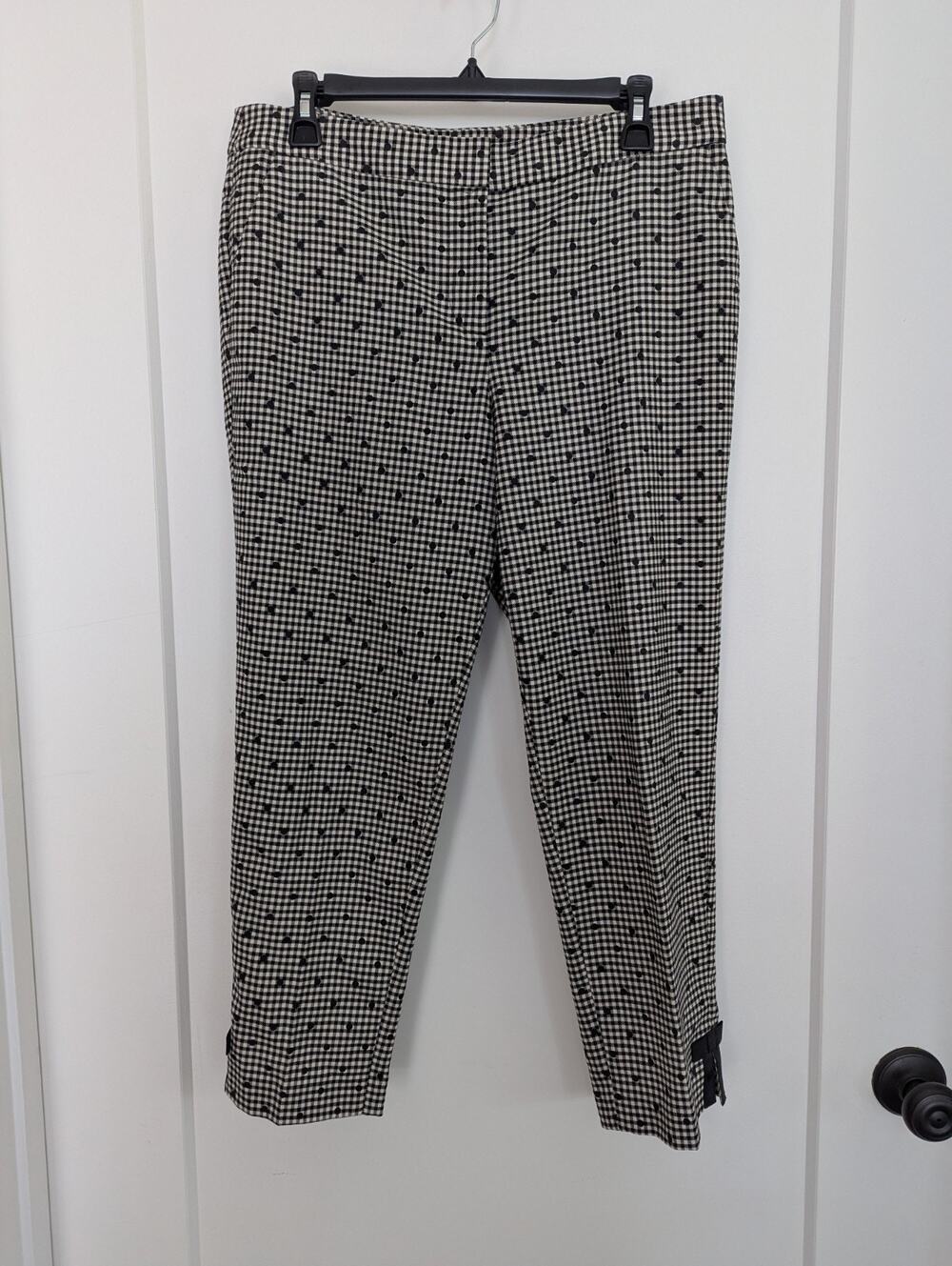 Talbots Petites Gingham Polka. Ankle Pants Size 10P Wool Blend Bow Detail EUC